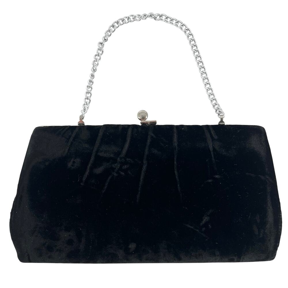 Vintage black velvet clutch evening bag
